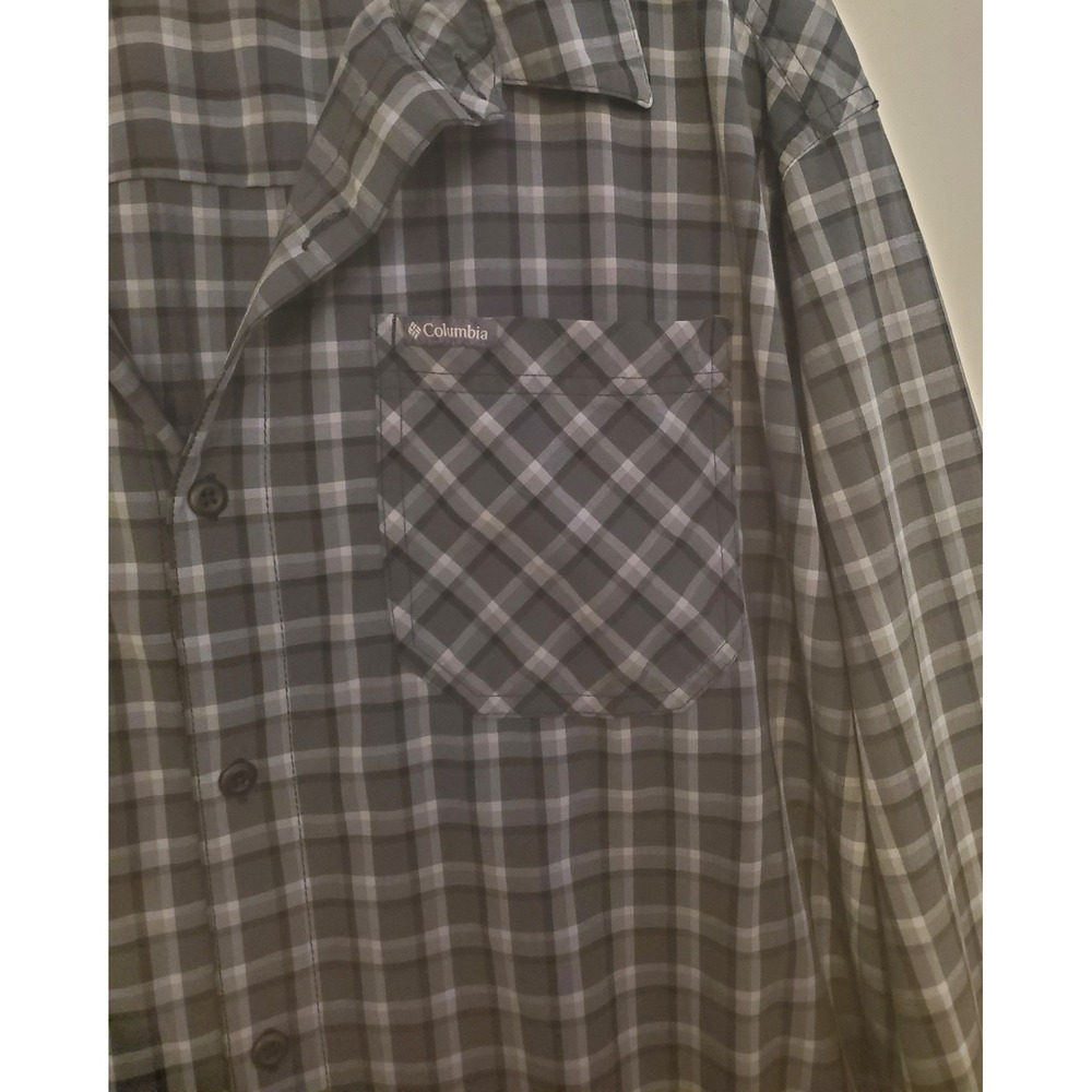 Columbia‎ Plaid Button Up Long Sleeve Shirt Mens Size XXL Gray Black - Picture 2 of 10